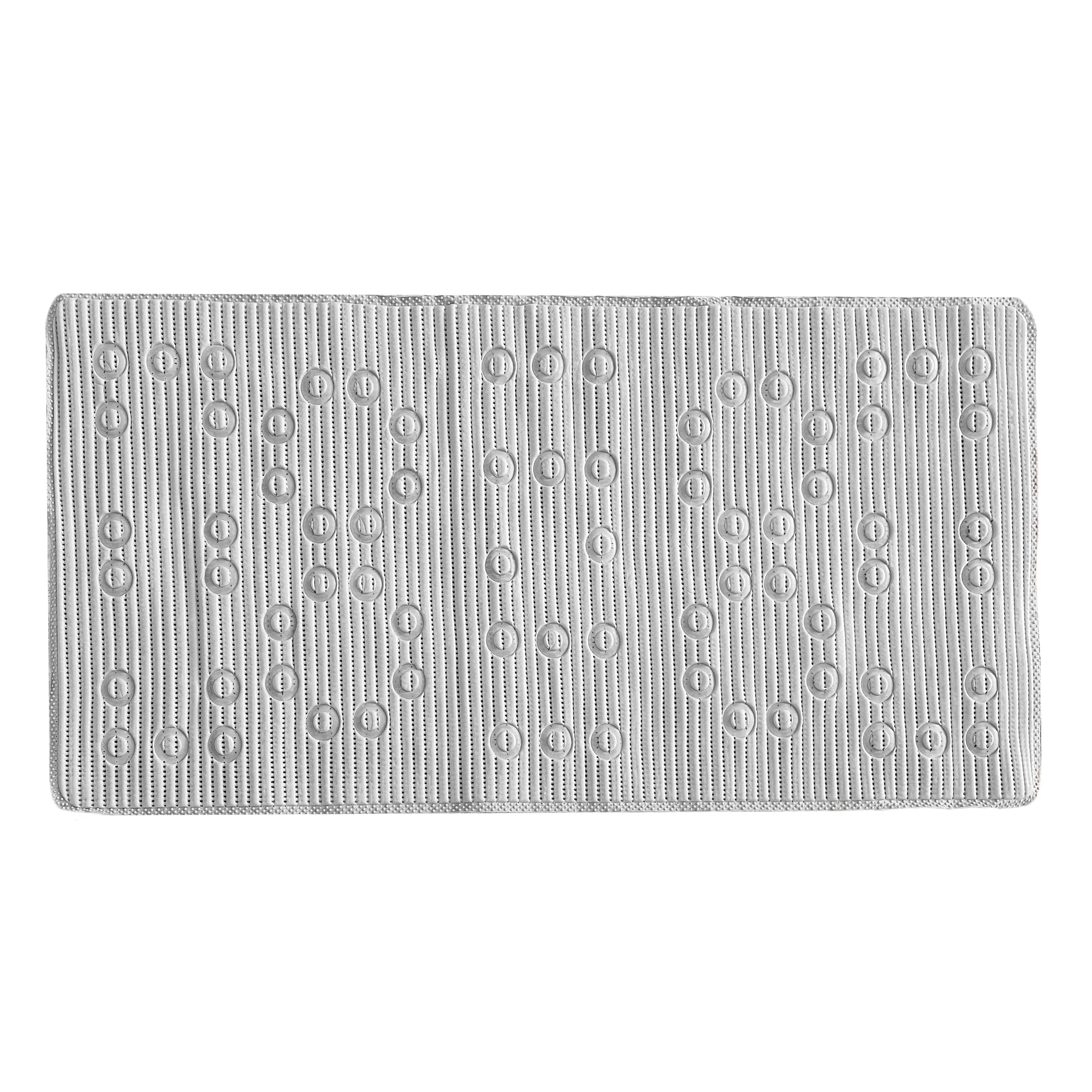 White NonSlip Foam Bathtub Shower Mat With Suction Cups 36" x 17